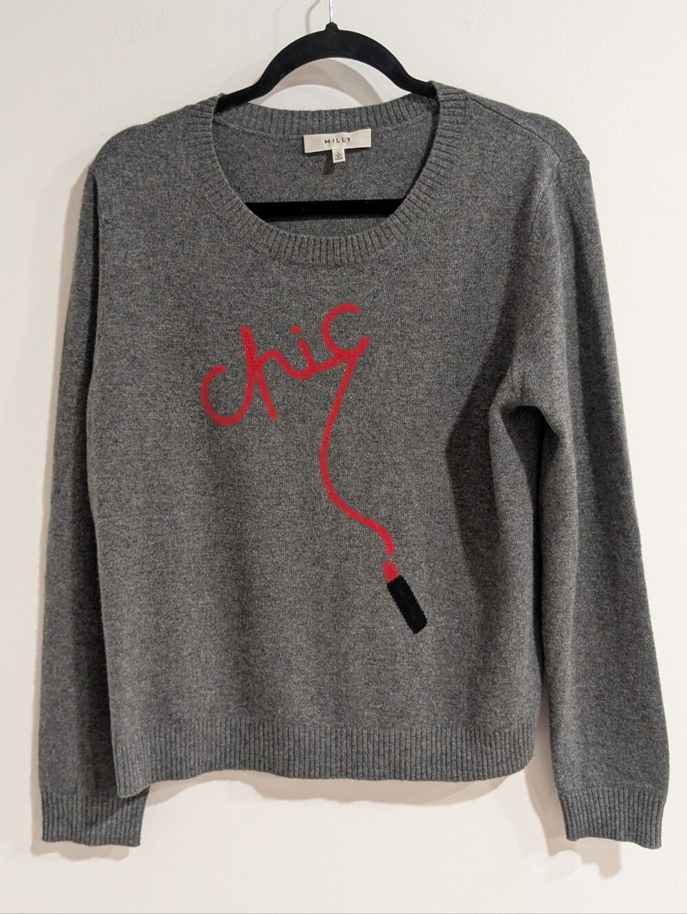 MILLY 'Chic' Crewneck Cashmere Sweater - Picture 2 of 8
